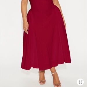 Fashion Nova Burgundy Midi Dress